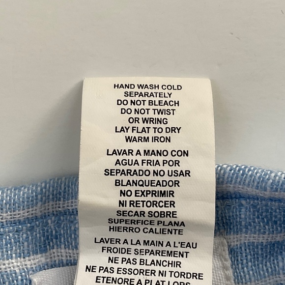 Vitamin A Playa Linen Boyfriend Shirt Sz S Blue Summer Stripe EcoLinen Beachy - Picture 10 of 12